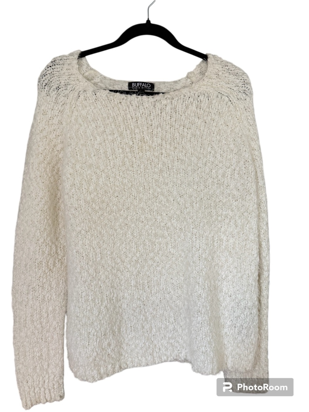Buffalo David Bitton Soft White Open-Knit Crewneck Sweater - Women Size Large